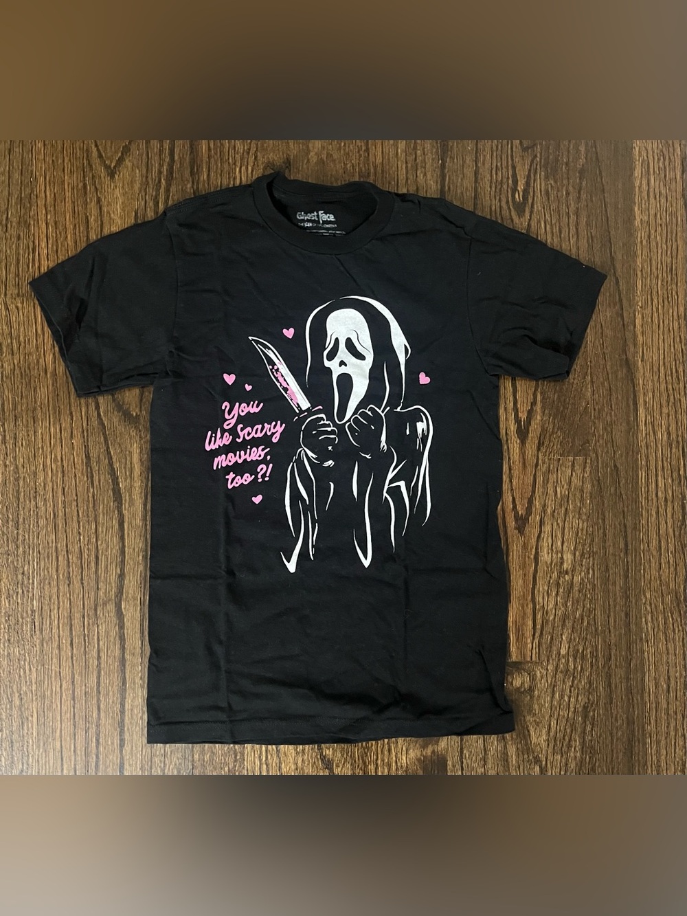 Black Graphic Horror Movie Print T-Shirt